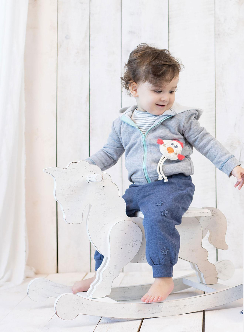 OrganicEra Organik Aplikeli Kapşonlu Mont , Grey Melange