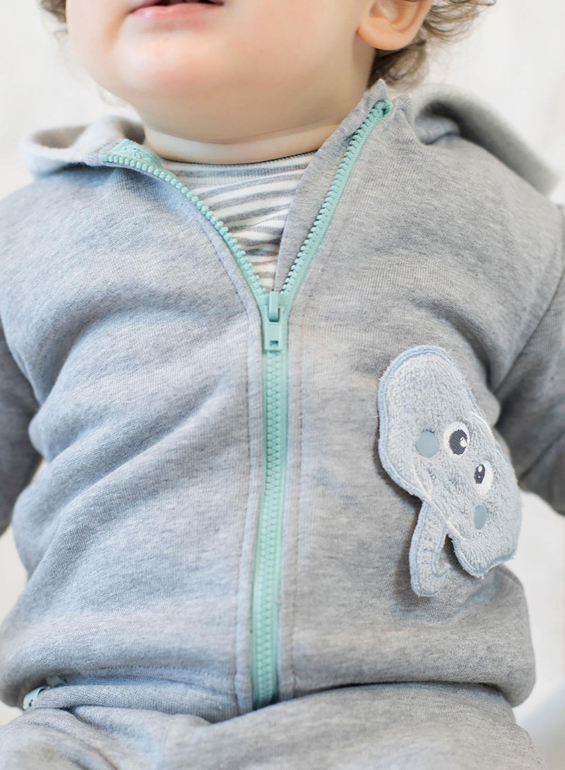 OrganicEra Organik Aplikeli Kapşonlu Mont , Grey Melange