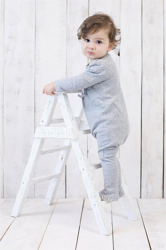 OrganicEra Organic Baby Footed Sleepsuit With Applique , Grey Melange