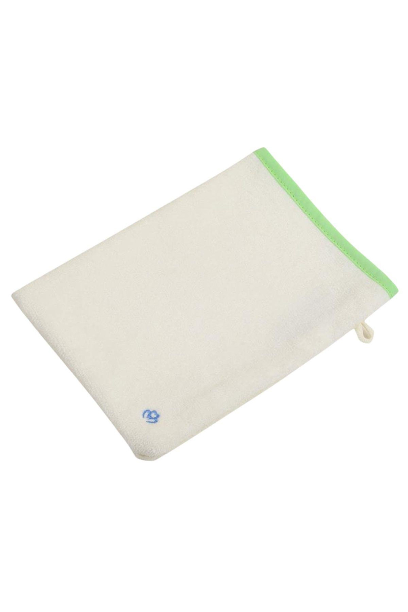 OrganicEra Organic Terry Bath Mitten, Ecru & Green
