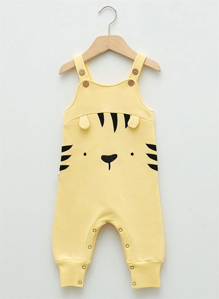 OrganicEra Organic Baby Dungaree with Embroidery, Yellow