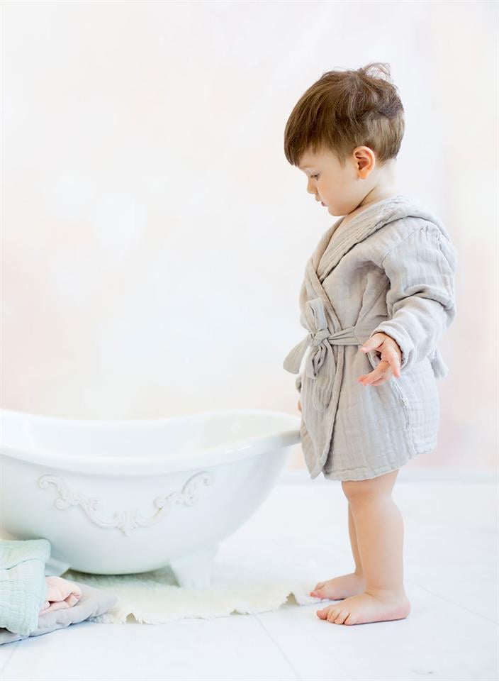 OrganicEra Organik Müslin Bornoz  6-12 Ay , GREY