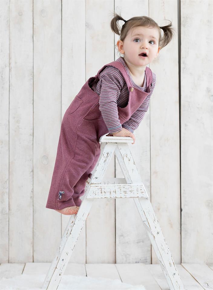 OrganicEra Organic Baby Dungaree, Bordeaux Melange