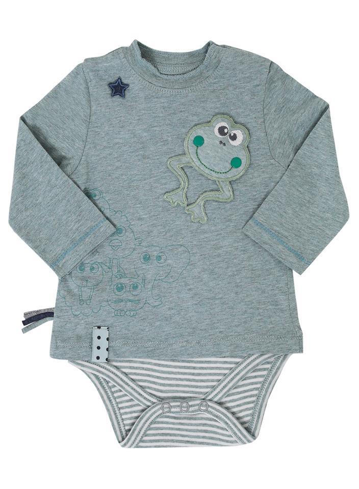 OrganicEra Organic Baby L/S T-shirt Body With Applique, Aqua Melange 
