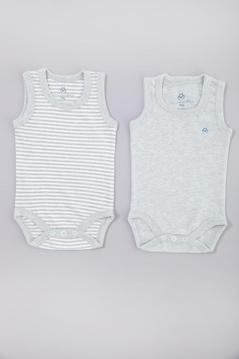 OrganicEra Organik Yenidoğan Atlet Body, 2’li Set , Aqua Melanj