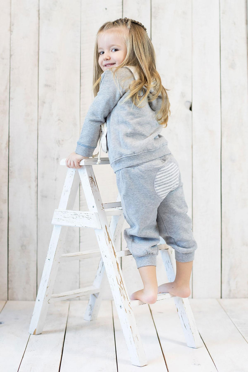 OrganicEra Organik Yıldız Aplikeli  Pantolon , Grey Melange