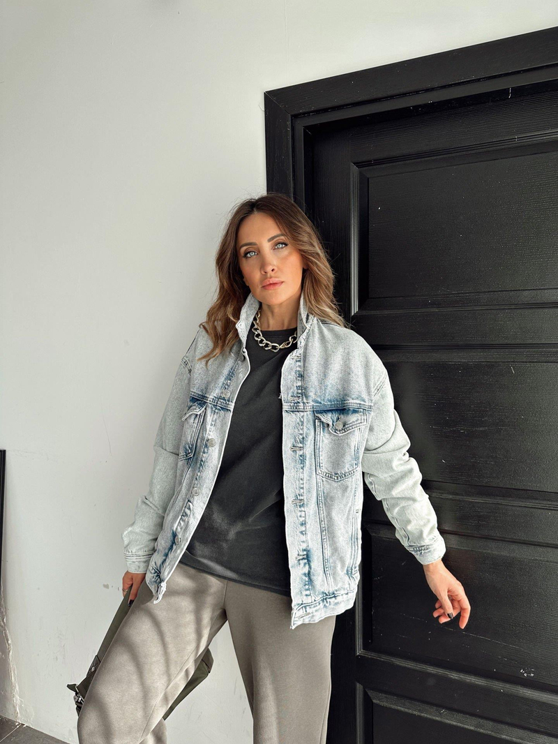 Açık Mavi Oversize Premium Kot Ceket