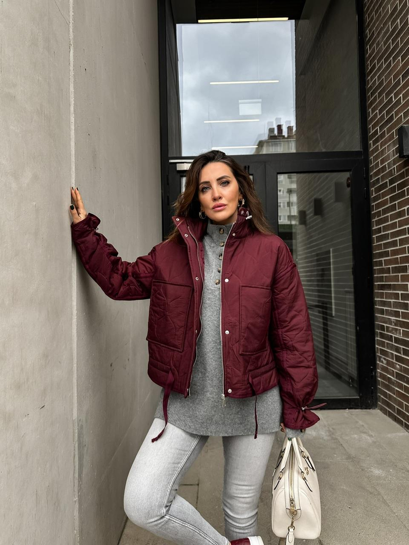 Bordo Büzülebilir Tasarım Mont