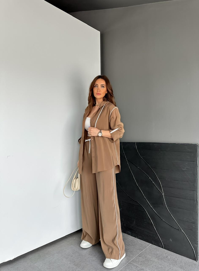 Camel Biyeli Kapşonlu Modal Takım