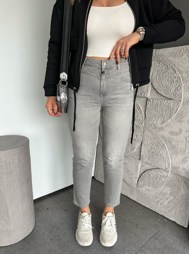 Gri Beli Dikişli Orijinal Slimfit Jean