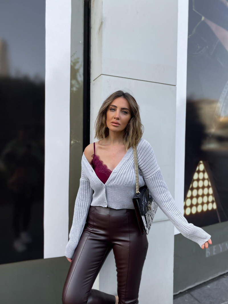 Gri Düğmeli Basic Hırka