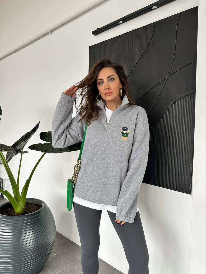 Gri LA Ayıcıklı Sweatshirt