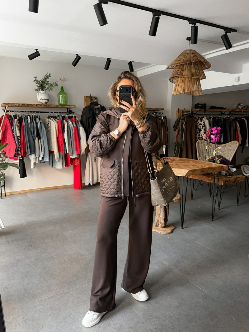 Kahve Kapüşonlu Kapitoneli Spor Takım