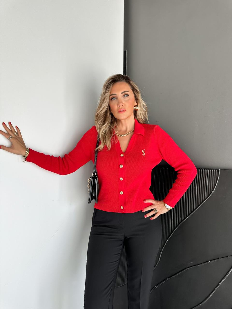 Kırmızı Nakışlı Marka Model Hırka