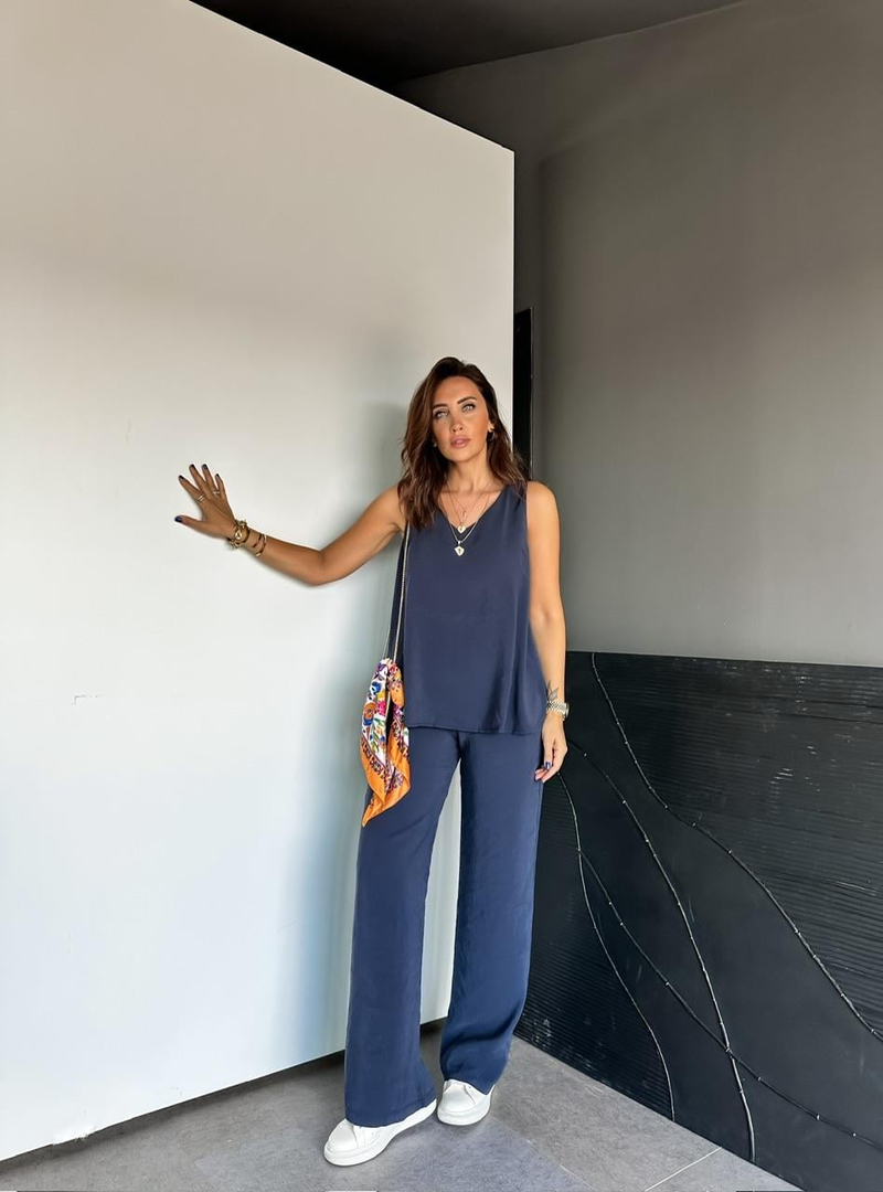 Lacivert Bluz Pantolon Soft Takım