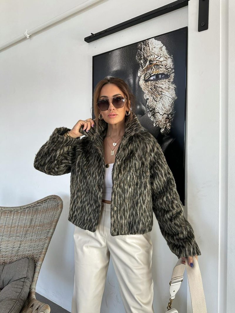 Natural Leopar Dokulu Kürk
