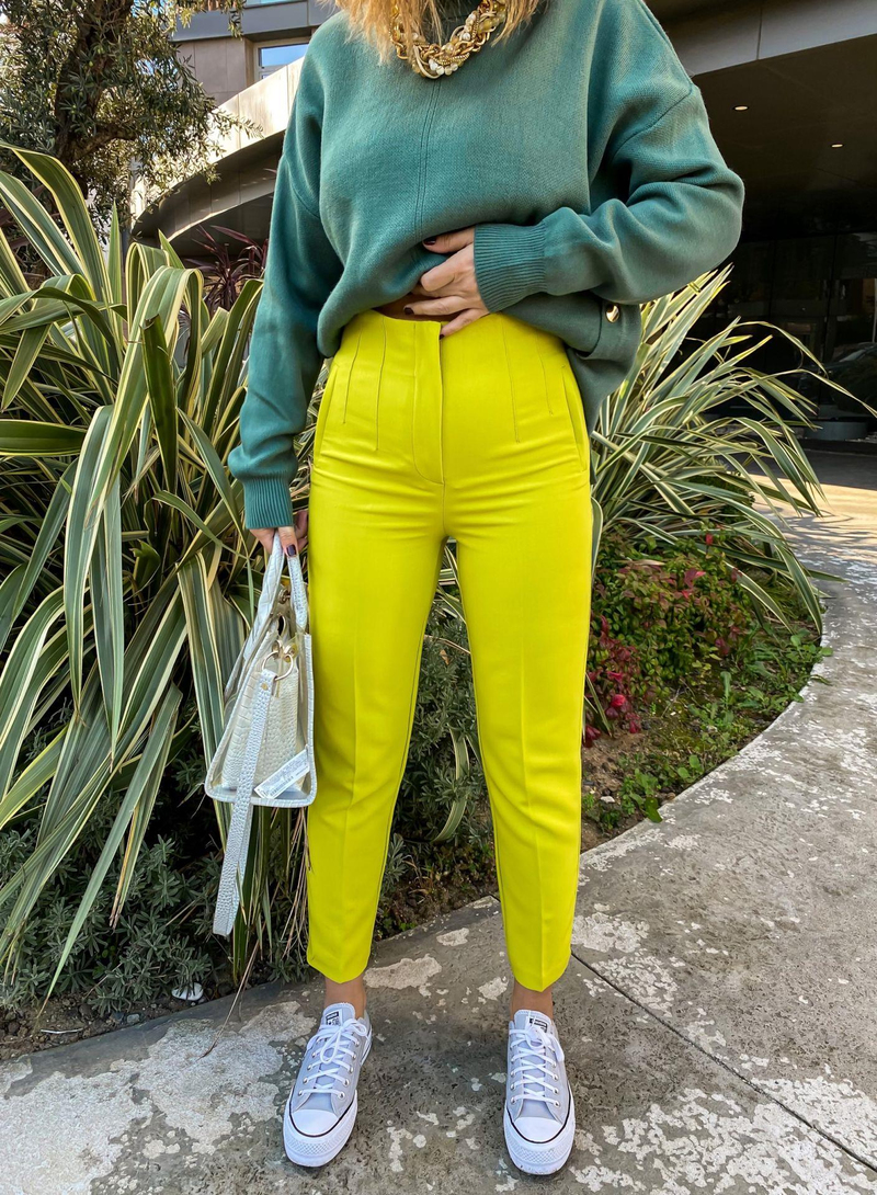 Neon Yeşil Filetolu Pantolon