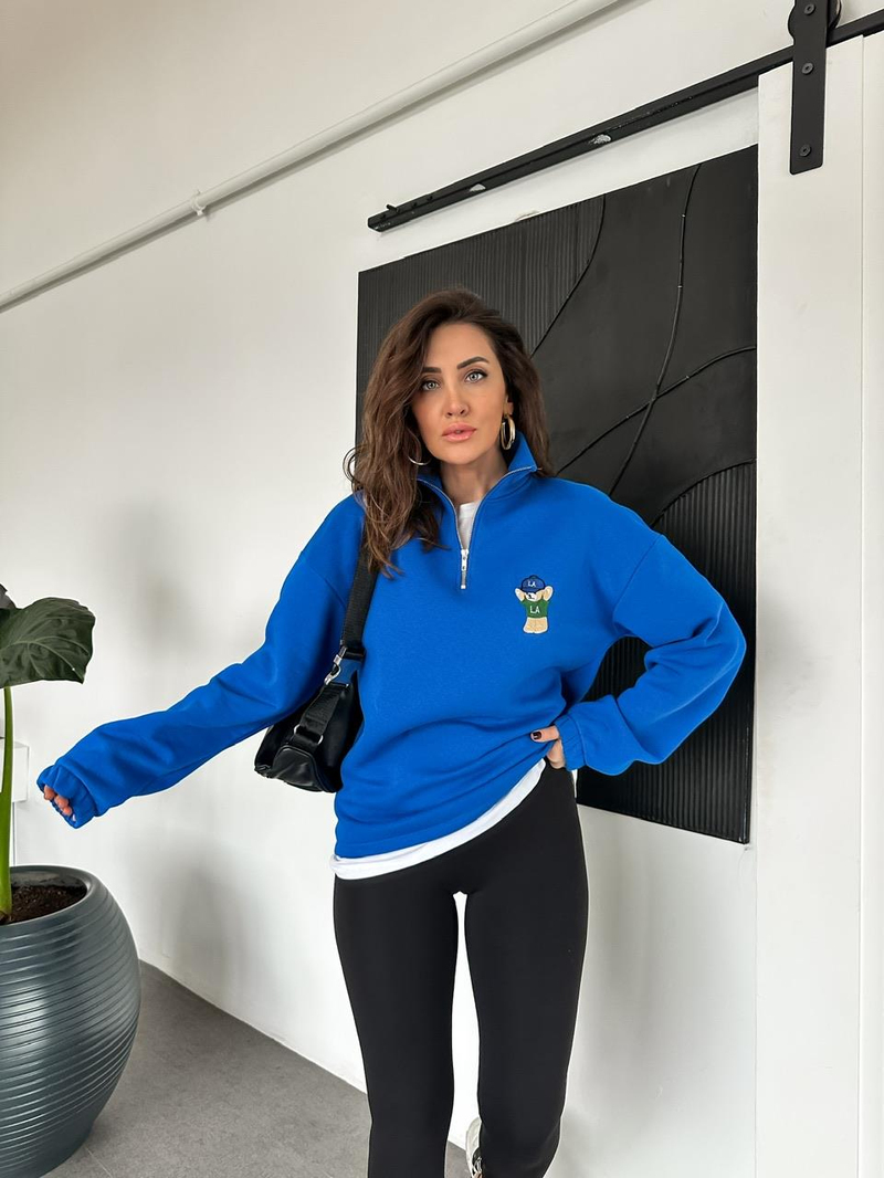 Saks Mavisi LA Ayıcıklı Sweatshirt