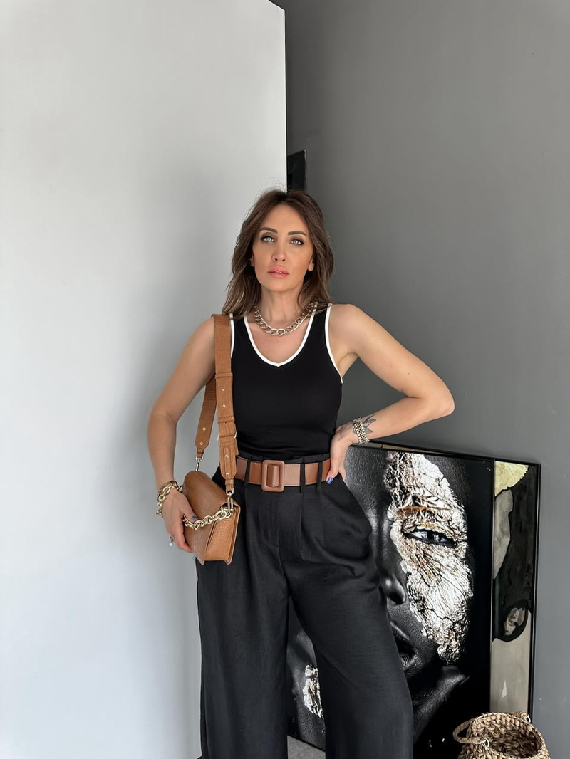 Siyah Biyeli Cotton Atlet