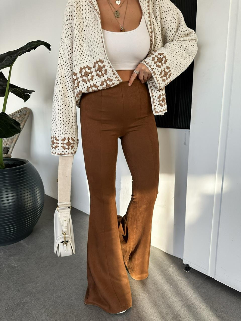Taba Süet İspanyol Paça Pantolon
