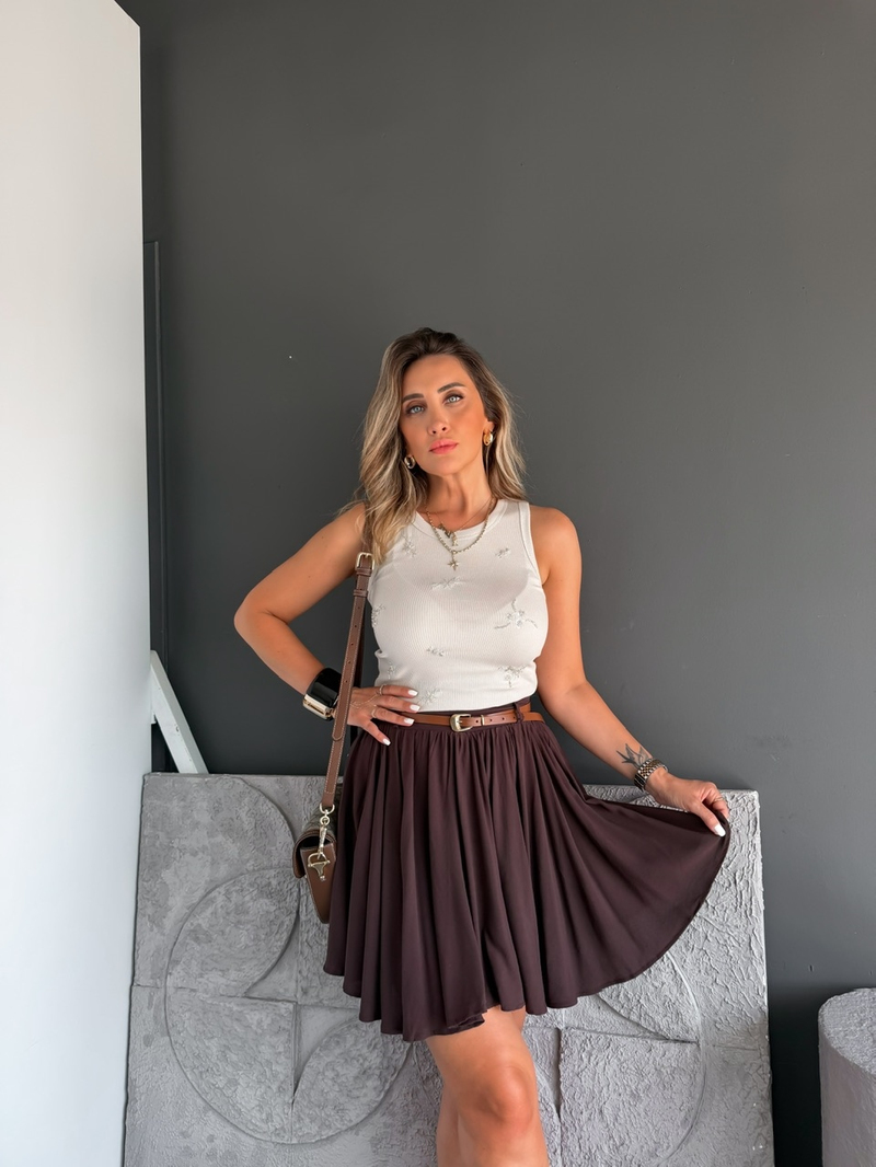 Taş Boncuk İşlemeli Likralı Atlet