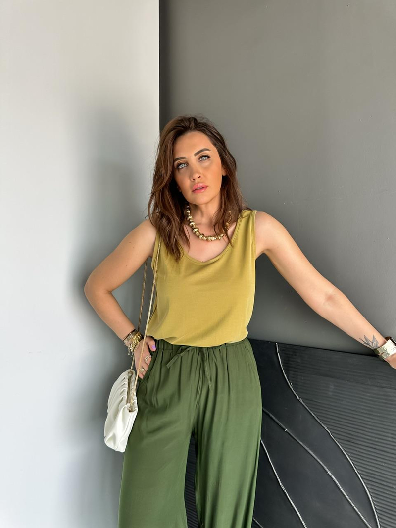 Yağ Yeşili Modal Basic Atlet