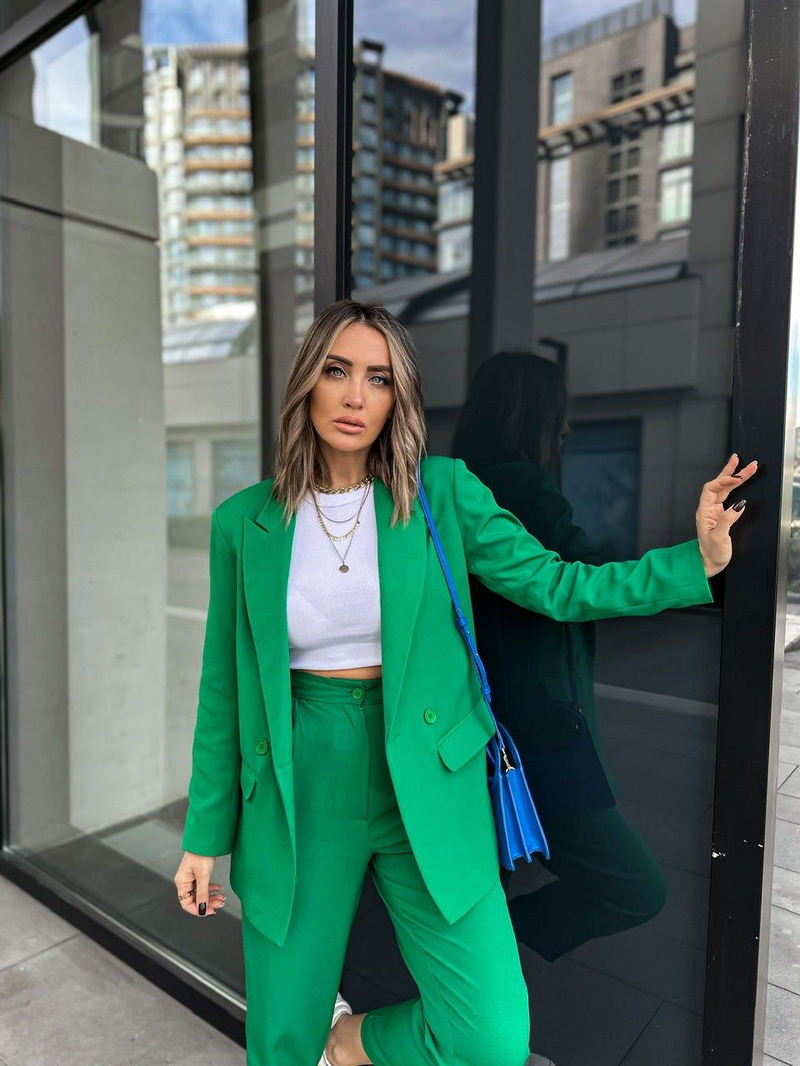 Yeşil Kruvaze Blazer Ceket