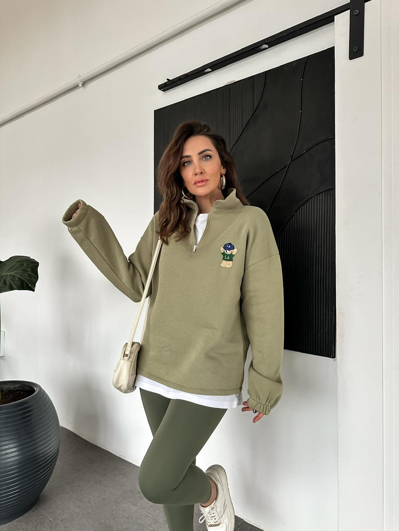 Yeşil LA Ayıcıklı Sweatshirt