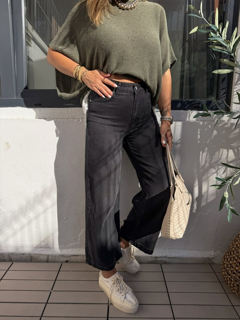 Antrasit Likralı Tensel Culotte Jean