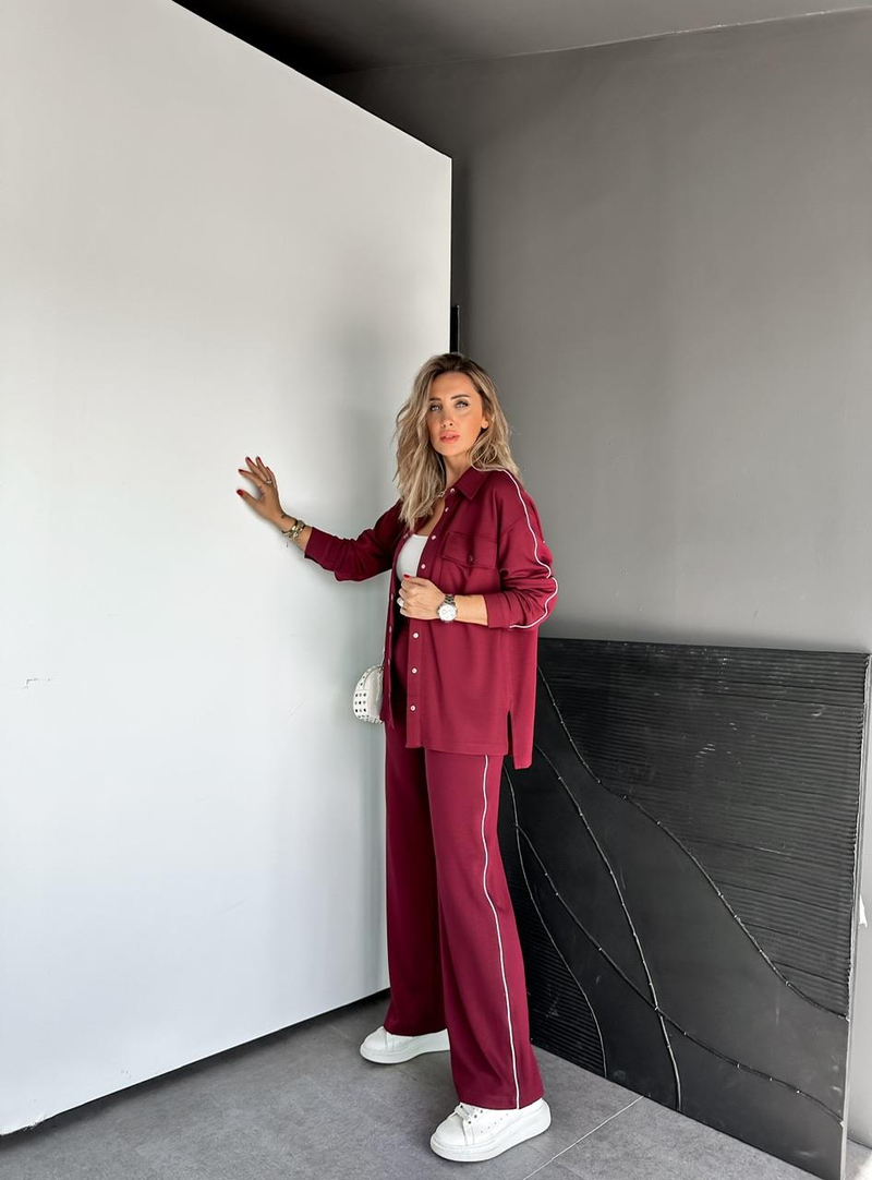 Bordo Çıtçtılı Biyeli Modal Takım