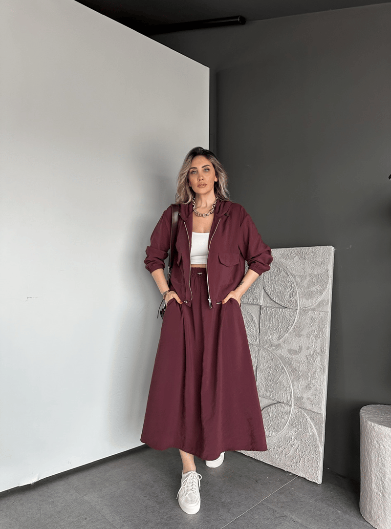 Bordo Kapak Cepli Etekli Modal Takım