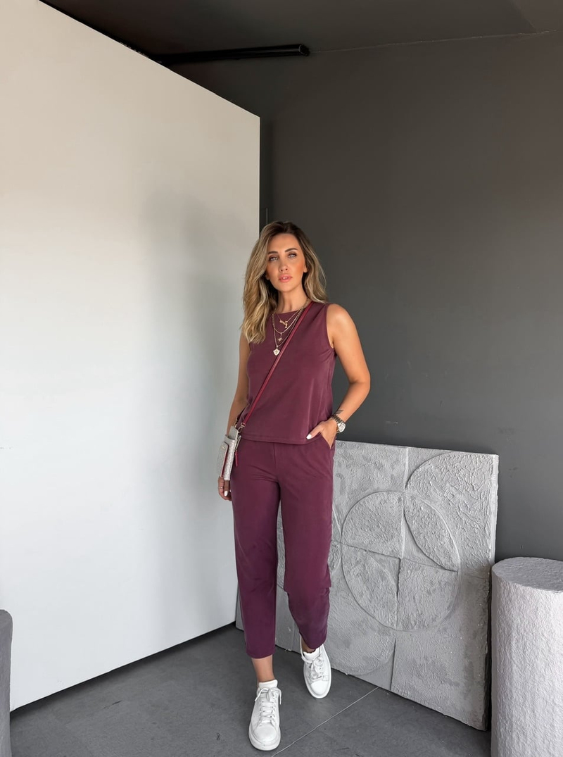Bordo Sıfır Kol Pike Basic Takım