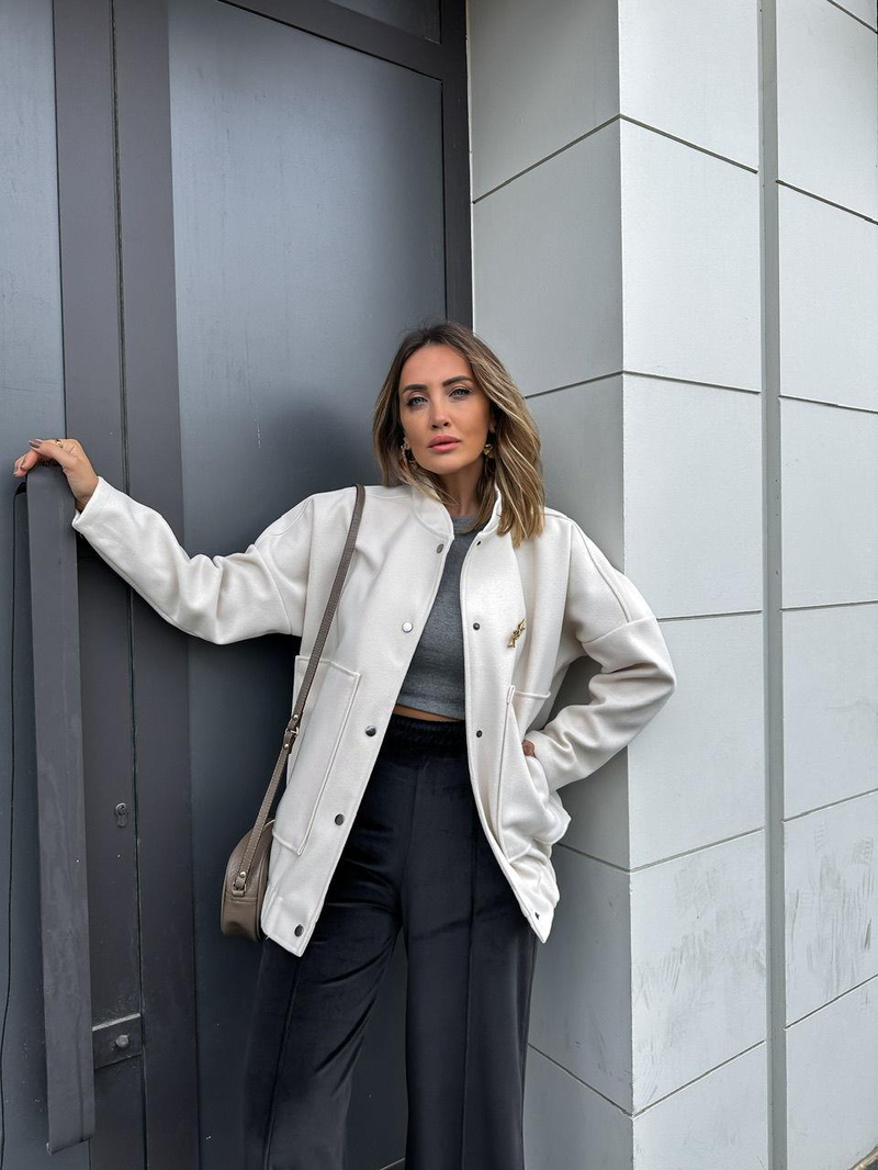 Ekru Kaşe Bomber Mont