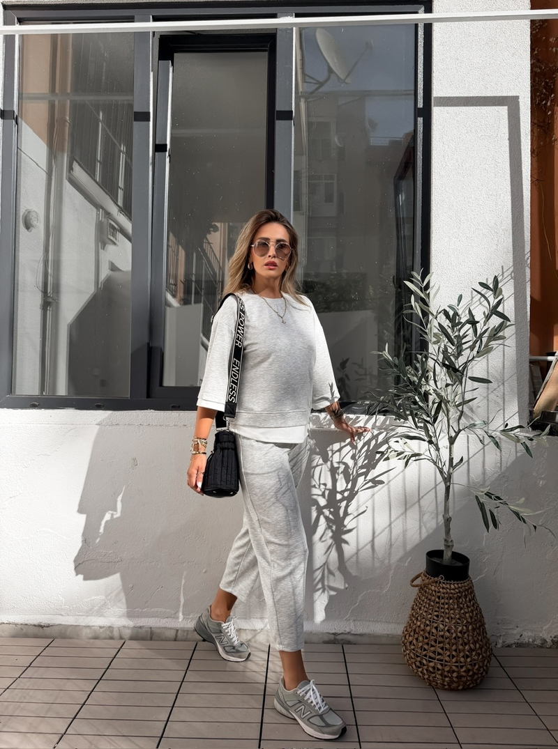 Gri Beyaz Parçalı Basic Modal Takım