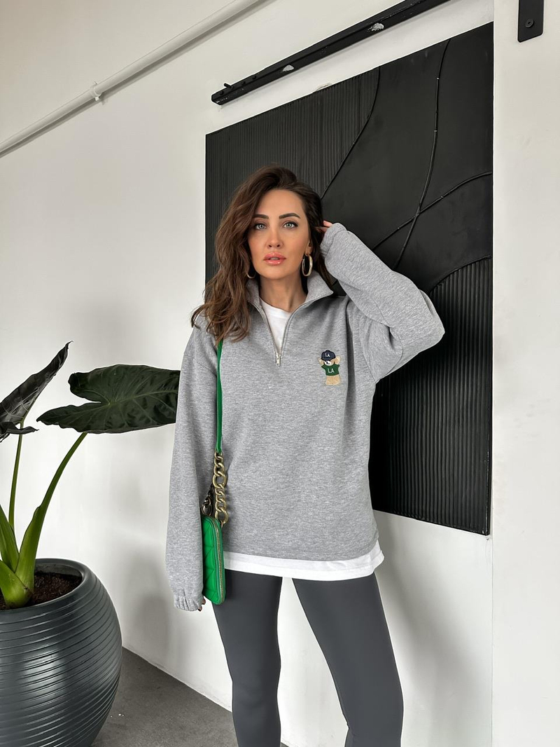 Gri LA Ayıcıklı Sweatshirt