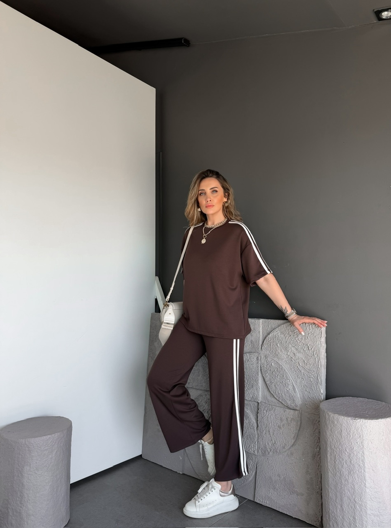 Kahve Beyaz Biyeli Modal Basic Takım