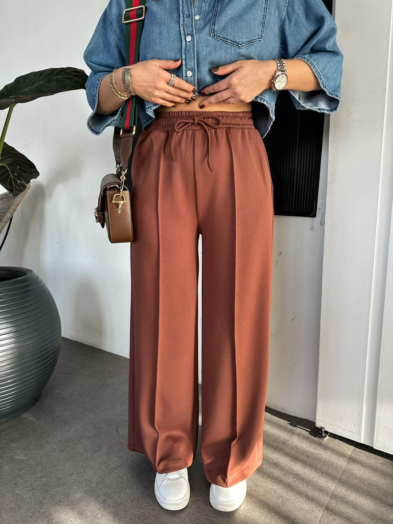 Kahve Çımalı Modal Pantolon