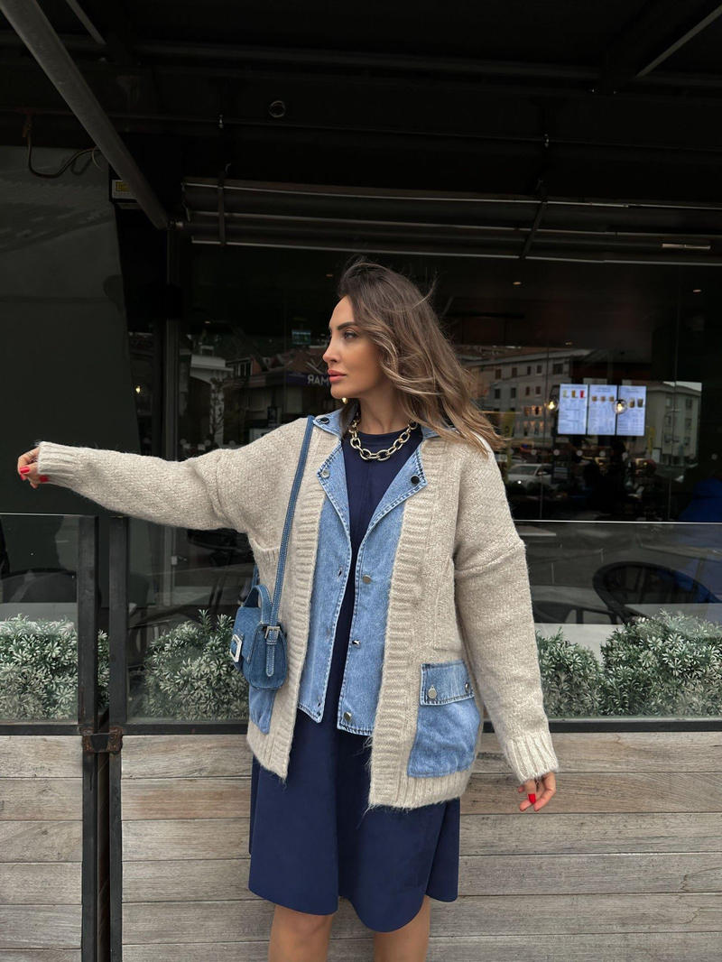 Kot Detaylı Cepli Hırka