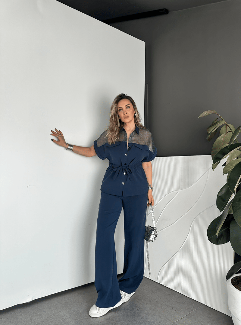 Lacivert Gümüş Fileli Premium Takım