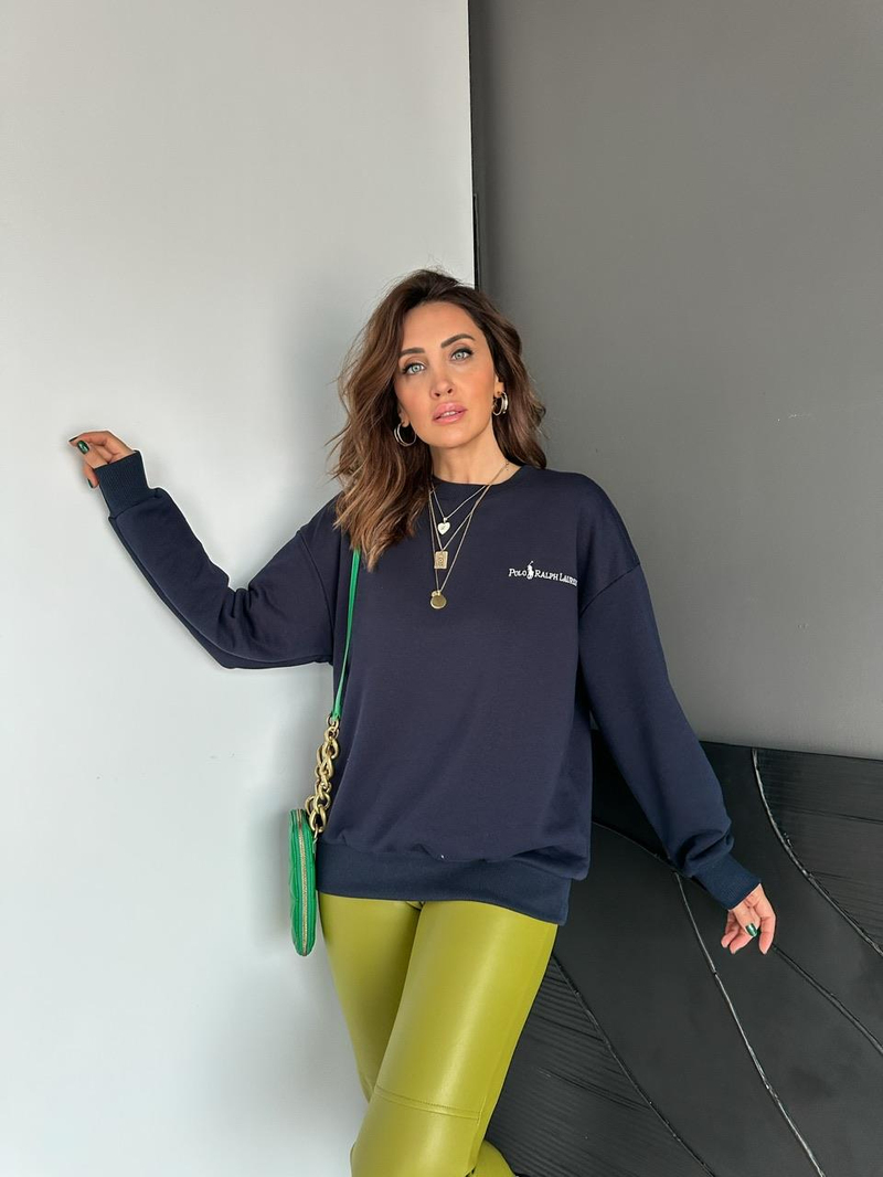 Lacivert Polo Basic Sweatshirt