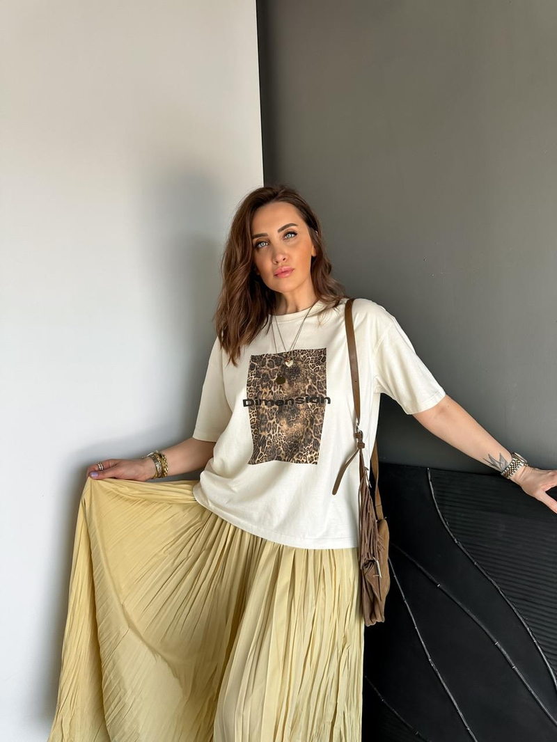 Leopar Baskılı Dimension Tshirt