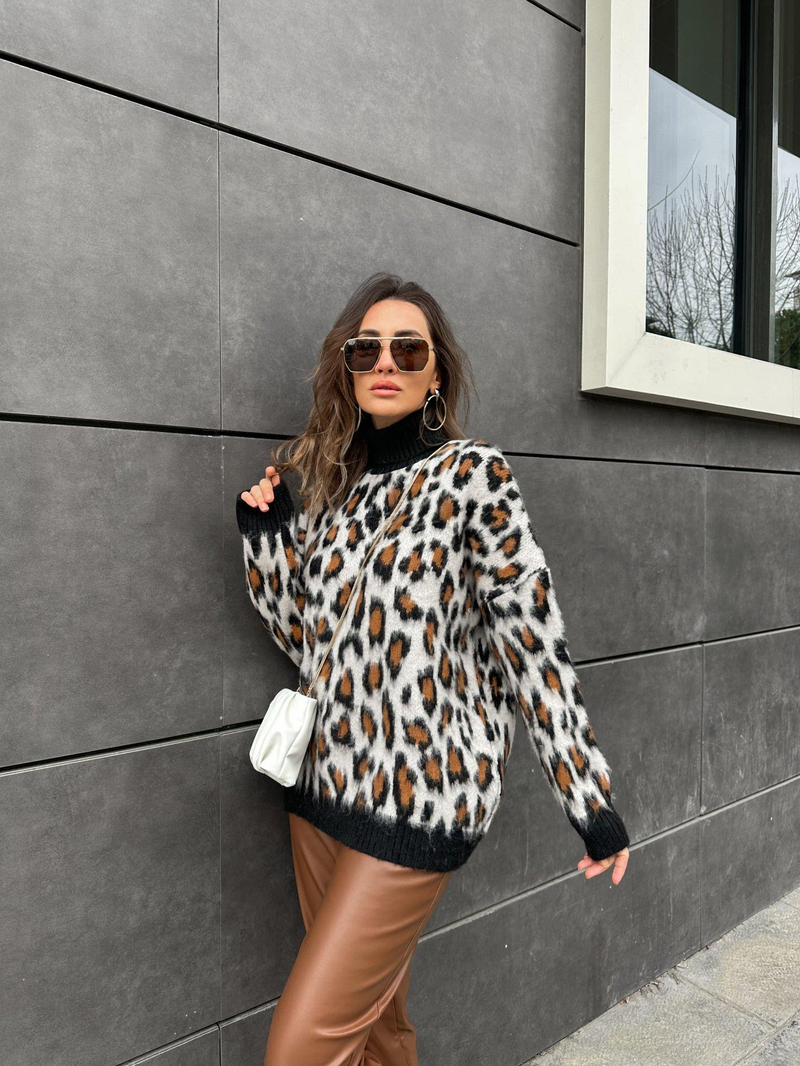 Leopar Boğazlı Dokulu Kazak