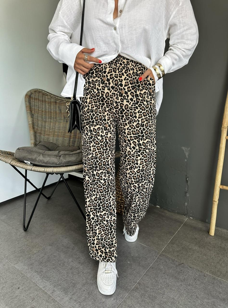 Leopar Desenli Cepli Pantolon