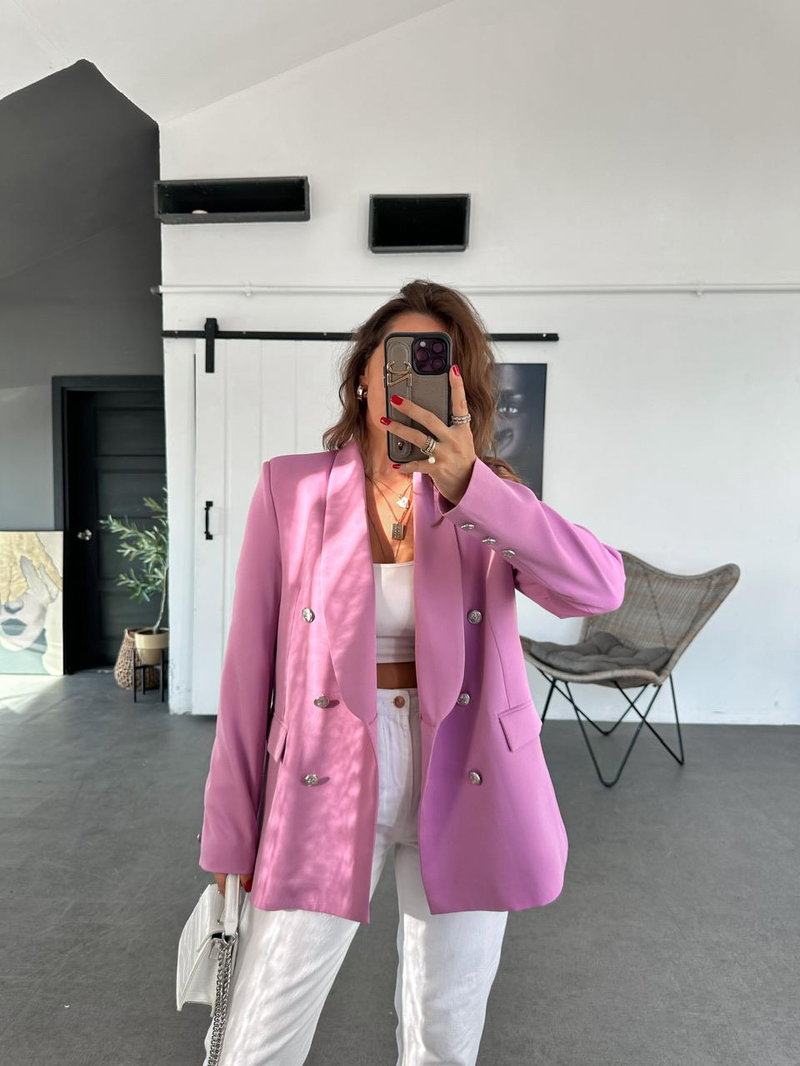 Lila Kapak Cepli Blazer Ceket