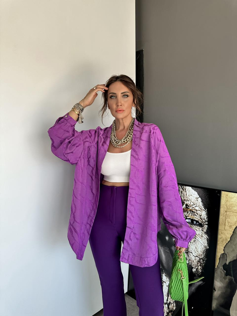Mor Desenli Kimono