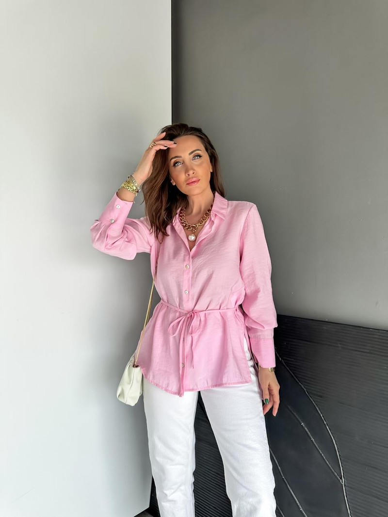 Pembe Beli İpli Orijinal Gömlek