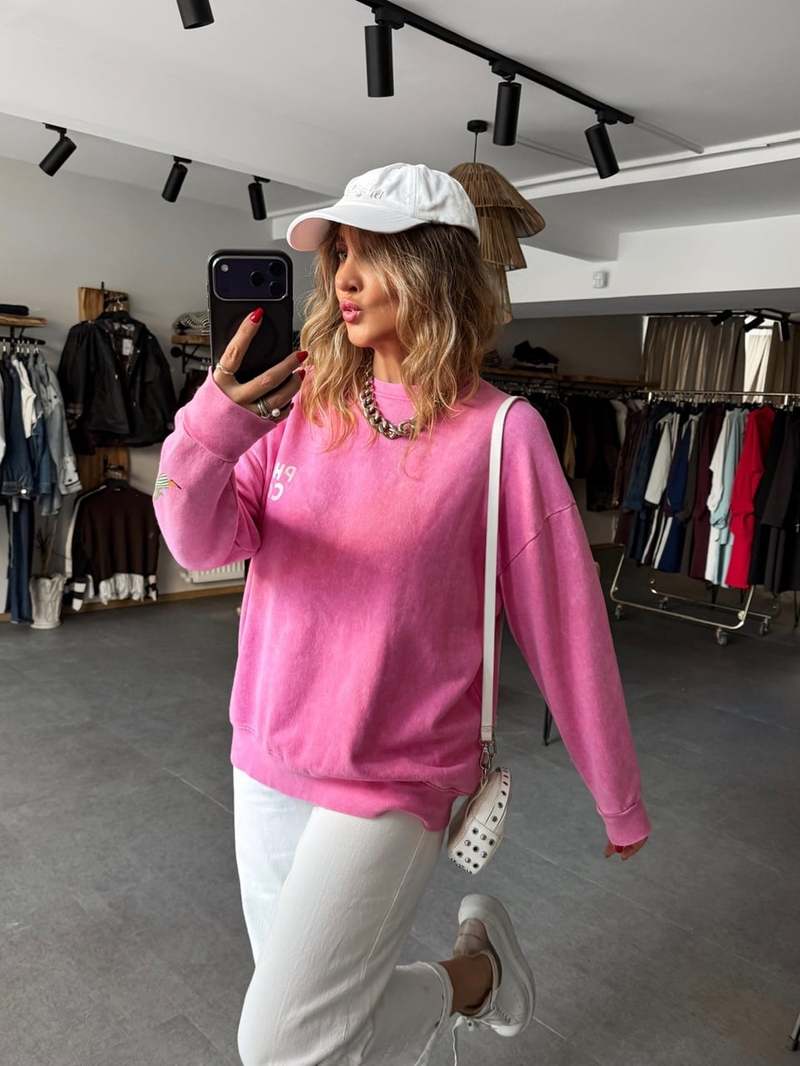 Pembe Phılıppo Yıkamalı Sweatshirt