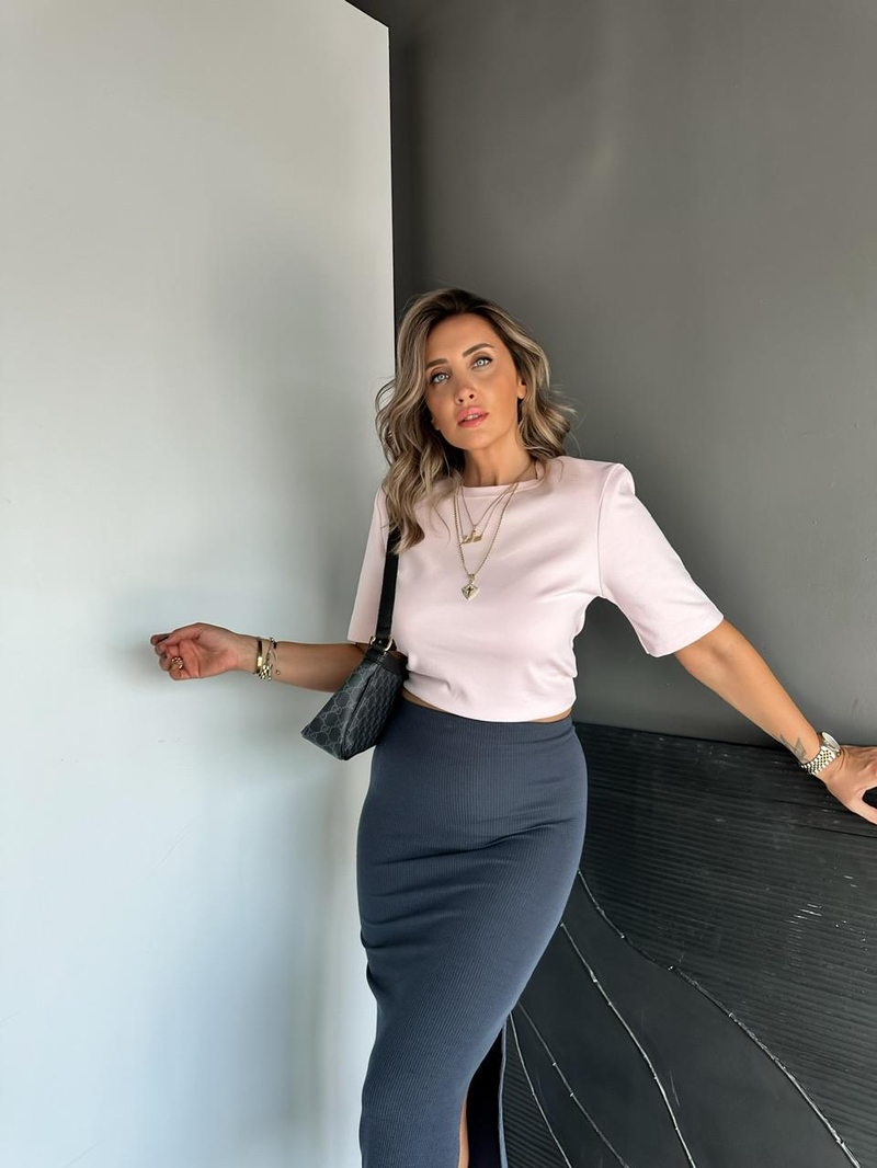 Pembe Vatkalı Cotton Tshirt