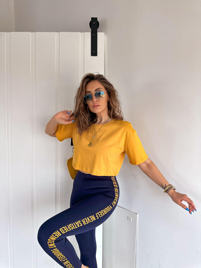 Sarı Bisiklet Yaka Crop Tshirt