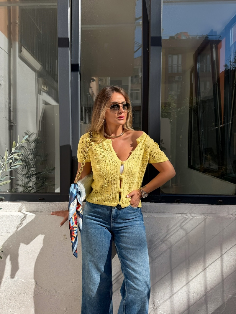 Sarı Orijinal Crochet Hırka